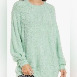 Topshop Boucle Oversized Sweater Mid Green Crew Neck Long Sleeve sizes 4-10/s-m